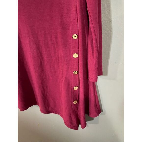 Emerald Long Sleeve Irregular Hem Tunic Top With Faux Buttons S - Picture 3 of 6